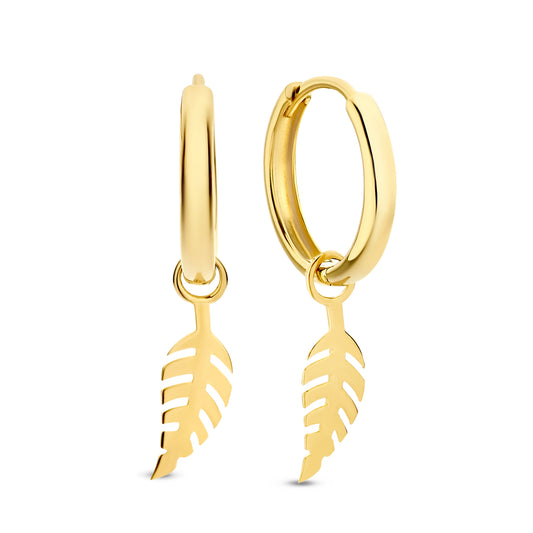 Monceau Giselle 14 karat gold hoop earrings with feather - - Isabel Bernard