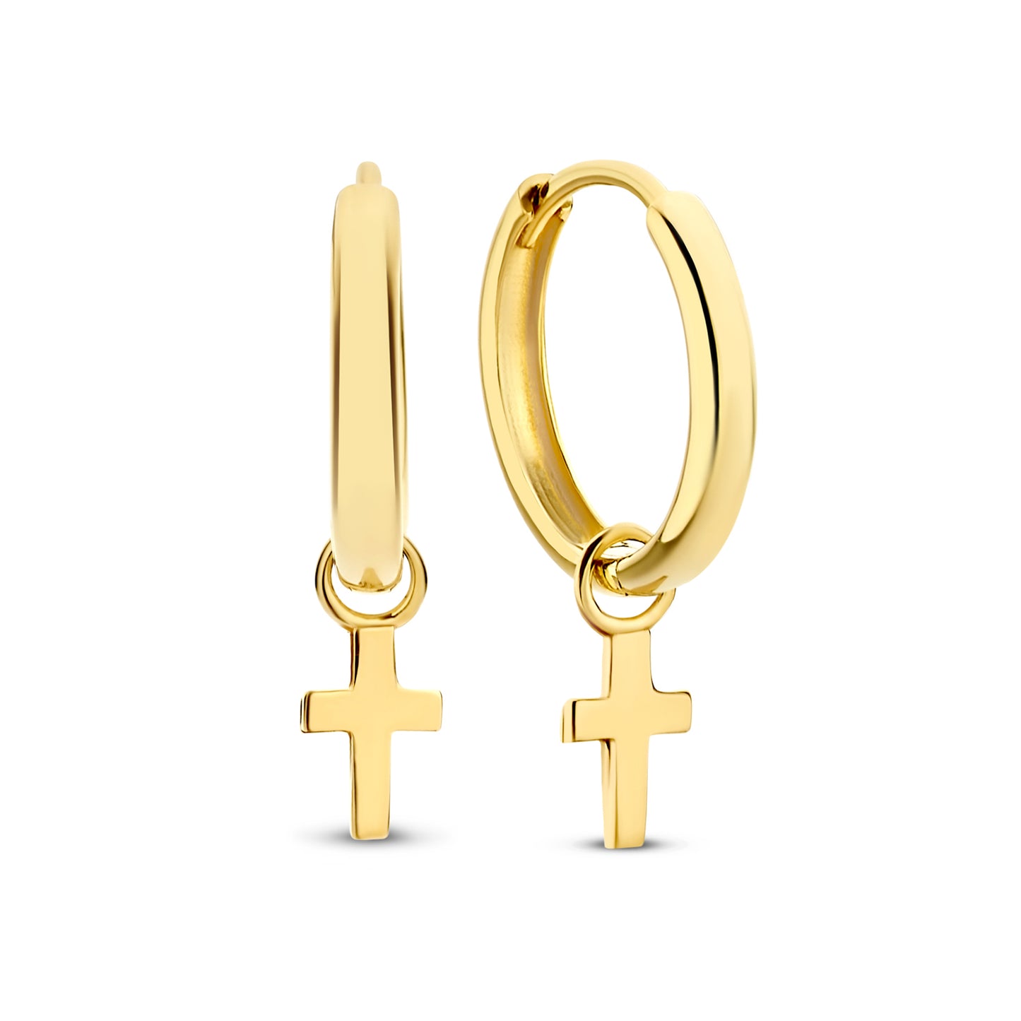 Monceau Solange 14 karat gold hoop earrings with cross -  - Isabel Bernard