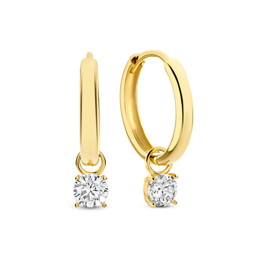 Le Marais Ophélie 14 karat gold hoop earrings with zirconia stone -  - Isabel Bernard