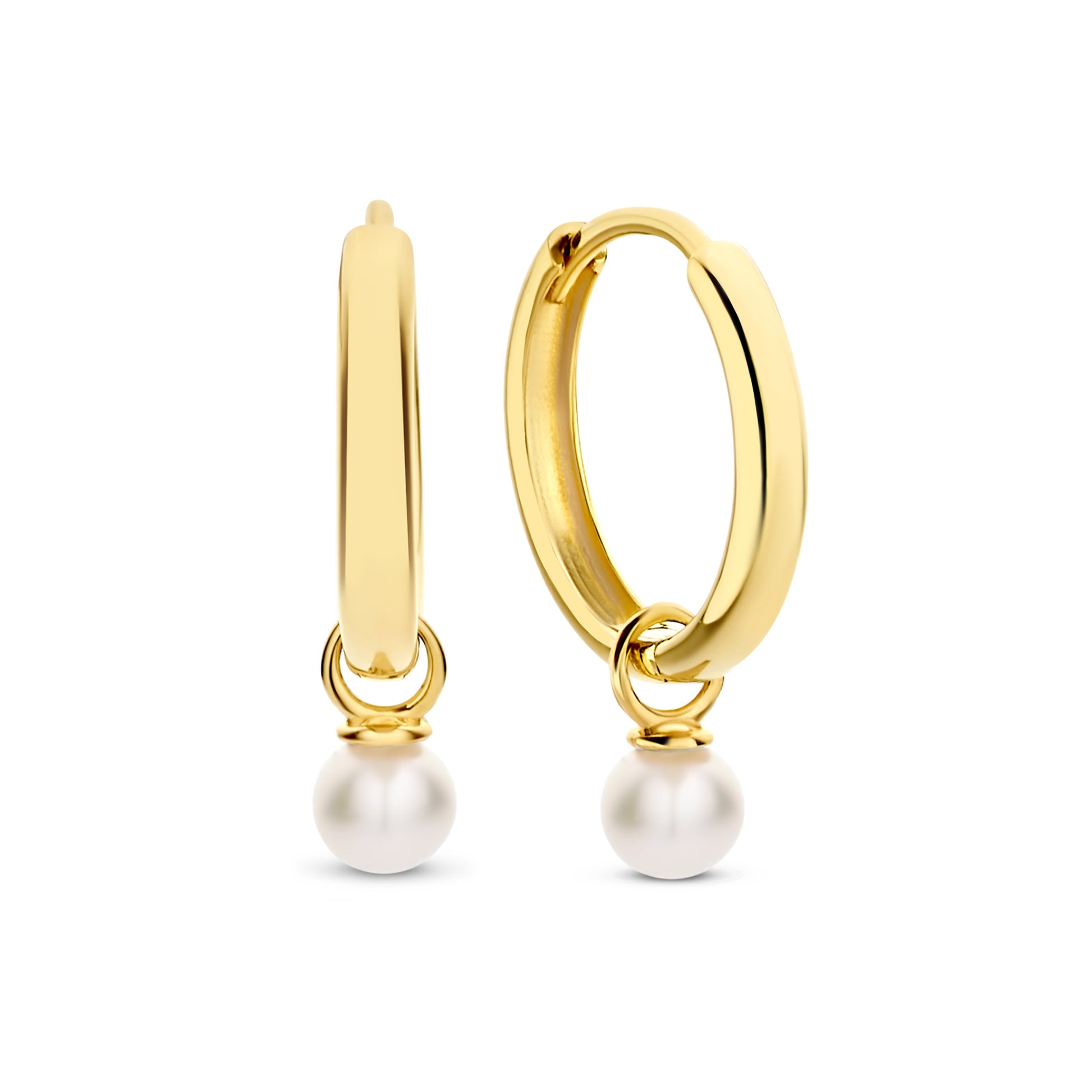 Belleville Luna 14 karat gold hoop earrings with freshwater pearl -  - Isabel Bernard