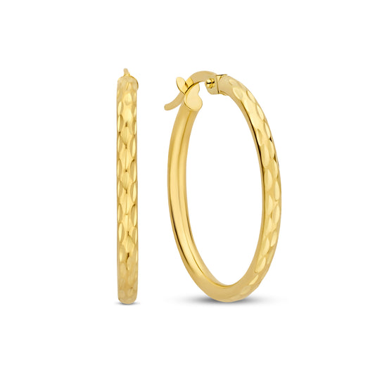 Rivoli Laura 14 karat gold hoop earrings with diamond cut - - Isabel Bernard