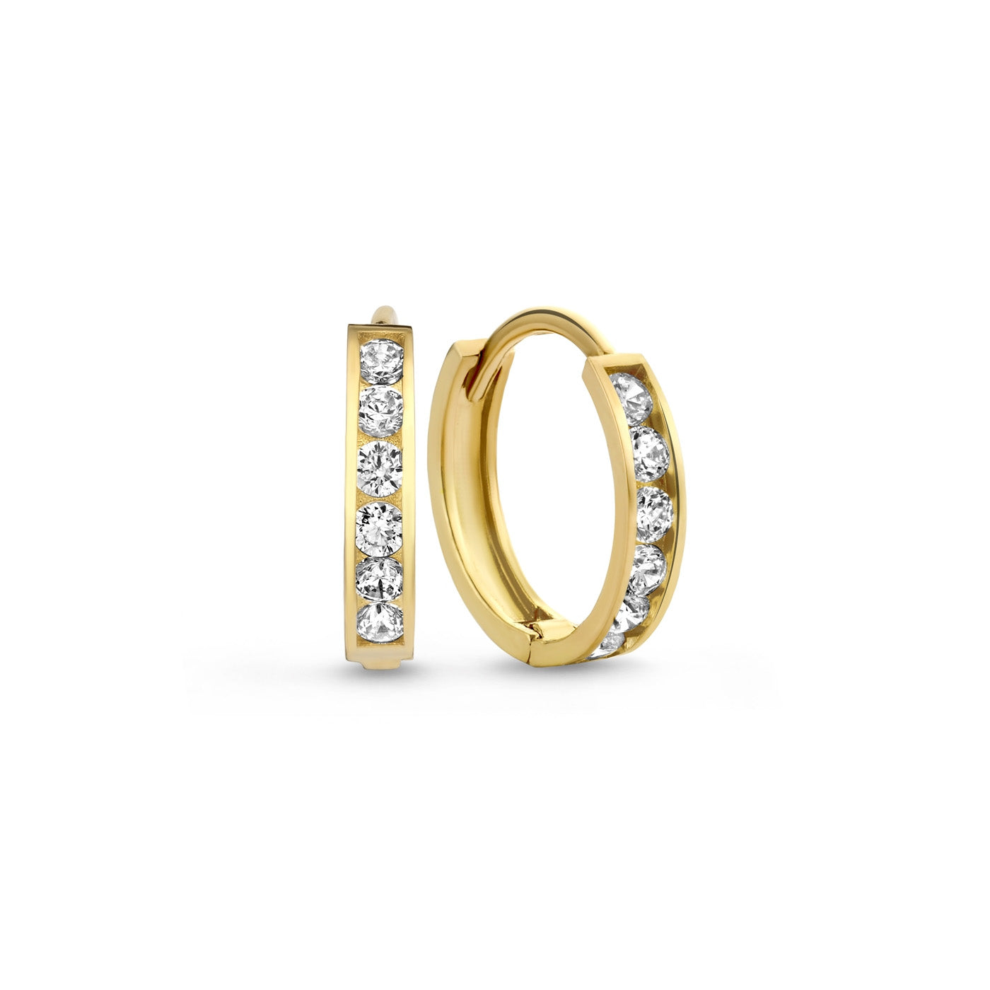 Le Marais Tiphaine 14 karat gold hoop earrings with zirconia stones -  - Isabel Bernard