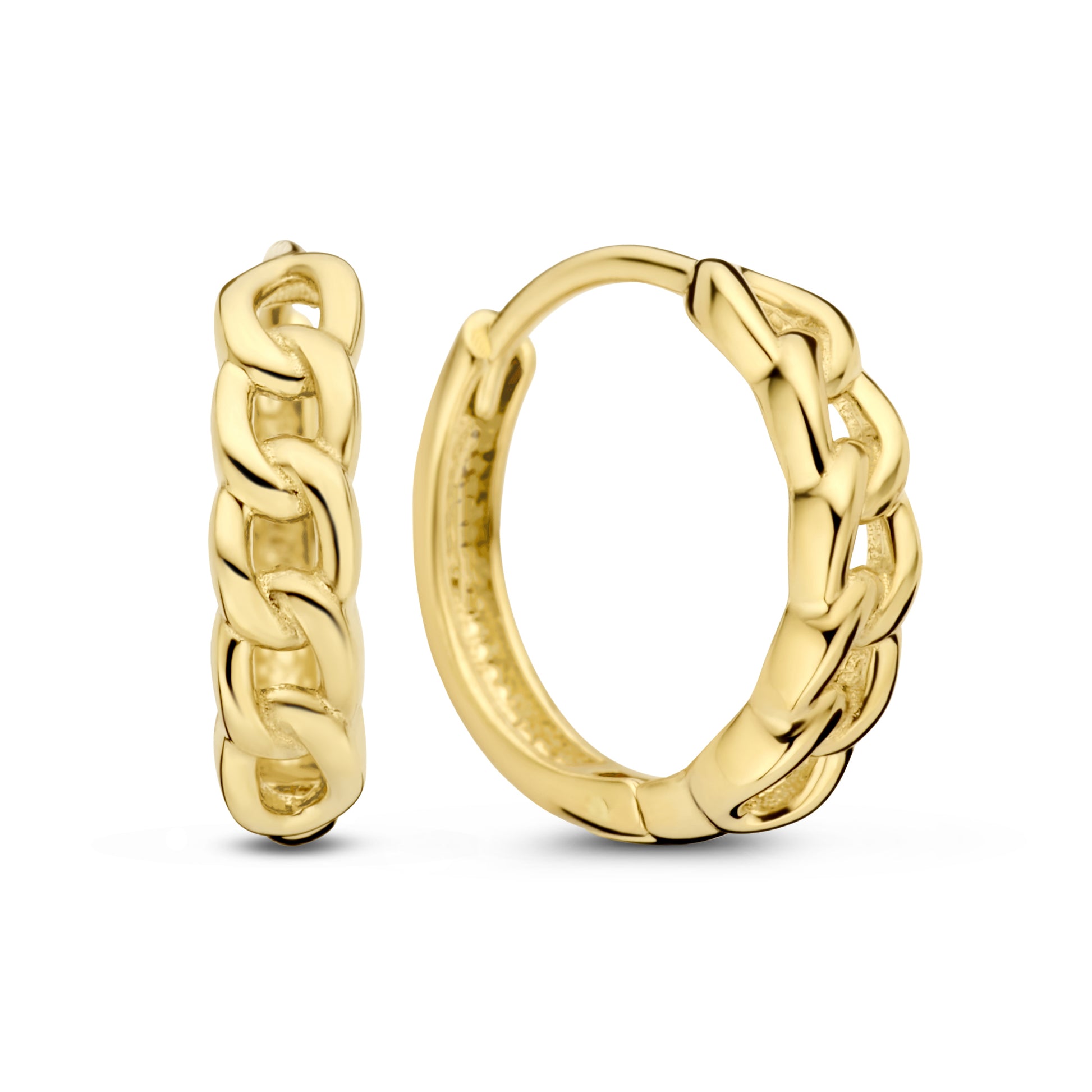 Le Marais Règine 14 karat gold hoop earrings with chains - - Isabel Bernard