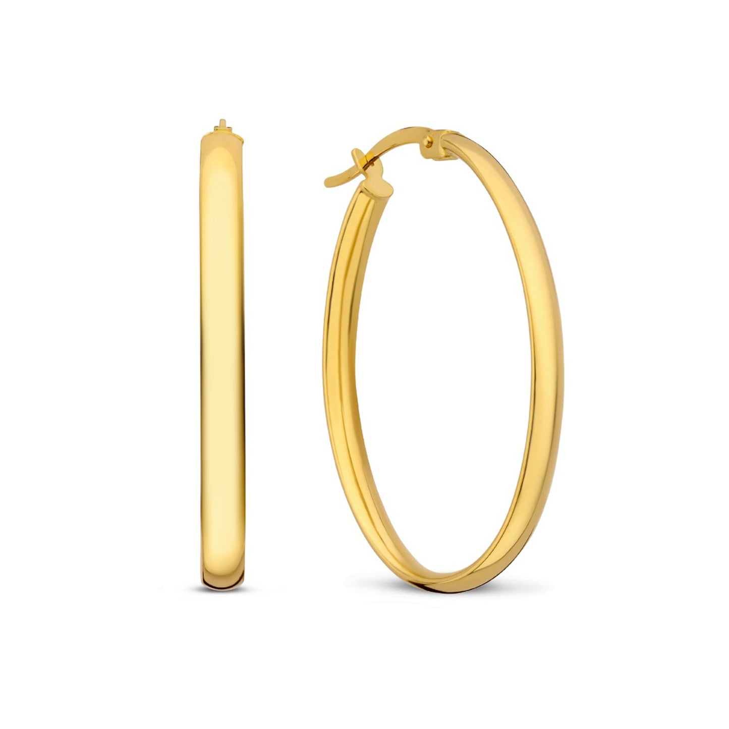 Rivoli Flori 14 karat gold oval hoop earrings (32 mm) - - Isabel Bernard