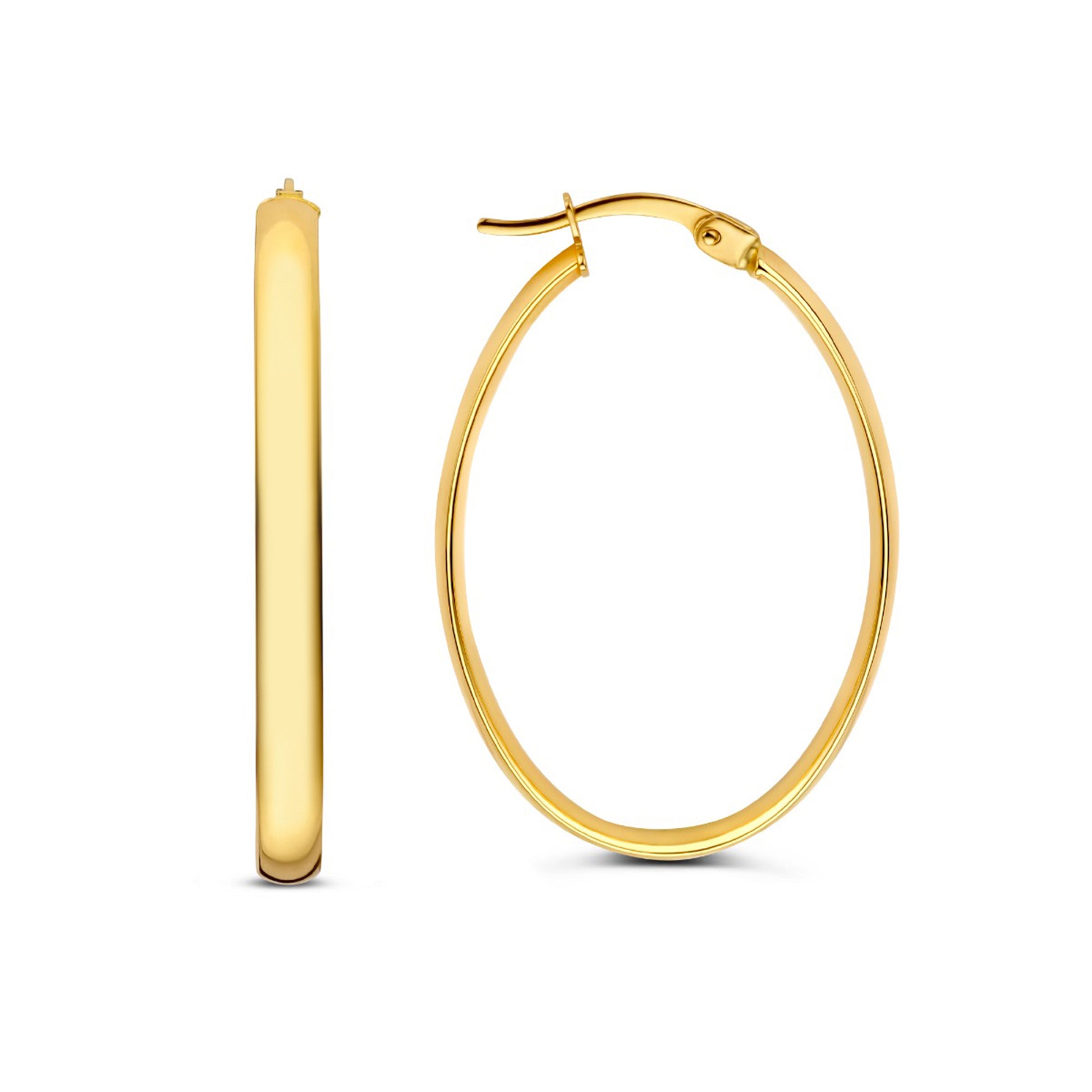 Rivoli Flori 14 karat gold oval hoop earrings (32 mm) - - Isabel Bernard