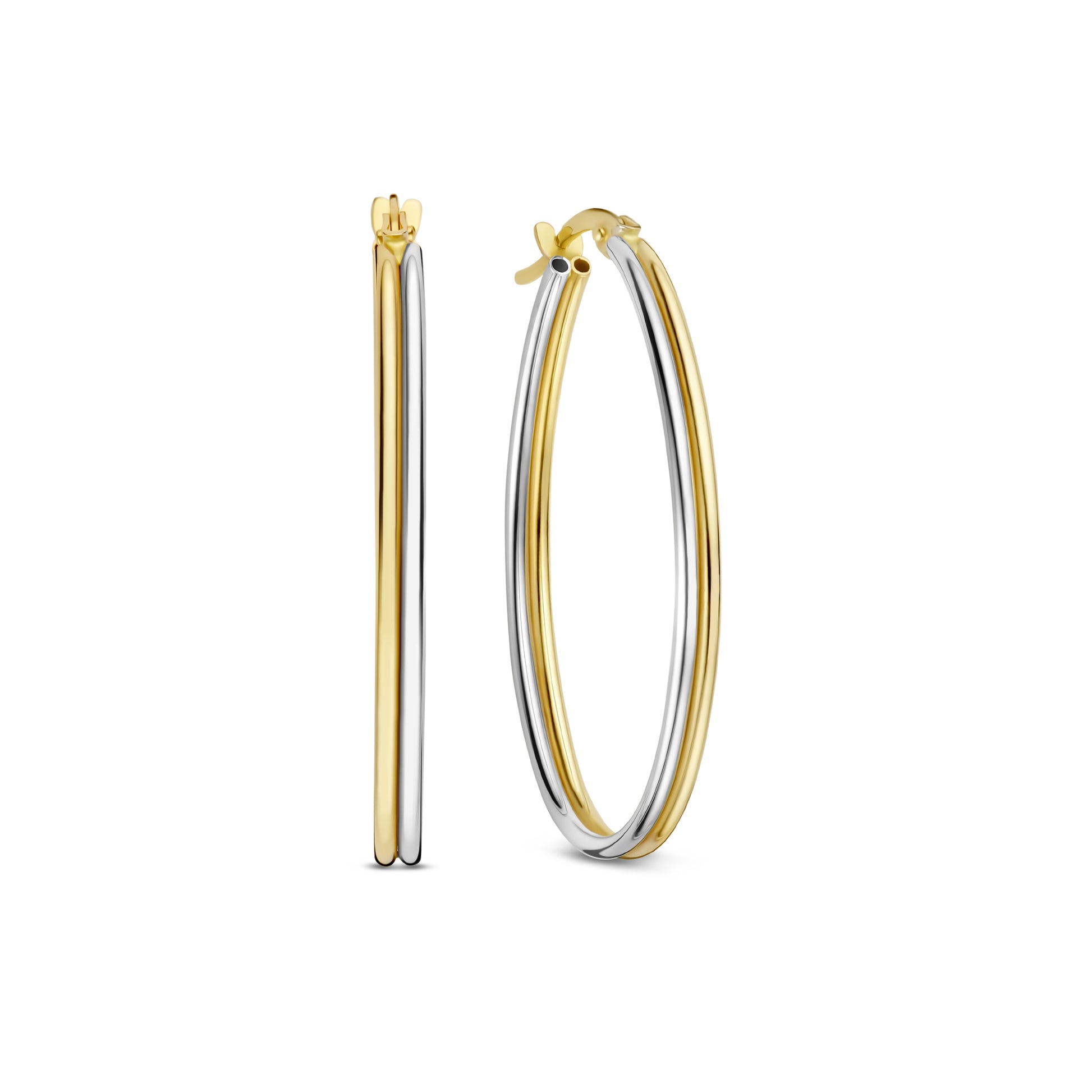 Rivoli Flori 14 karat gold hoop earrings (32 mm) - - Isabel Bernard