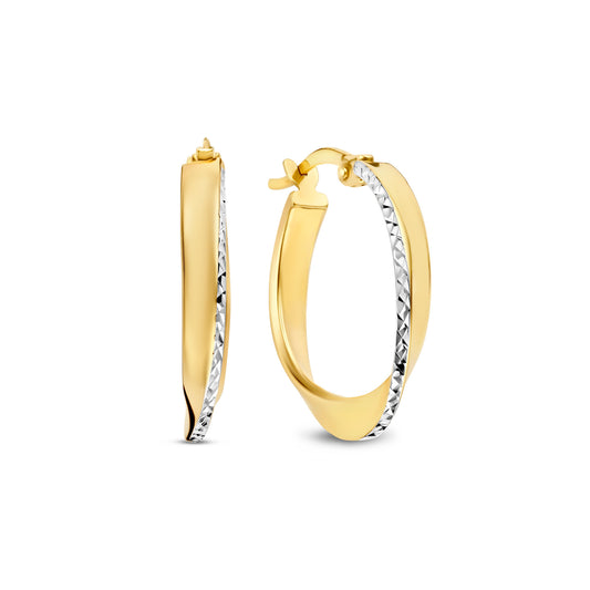 Rivoli Laura 14 karat gold hoop earrings with diamond cut (15.5 mm) - - Isabel Bernard