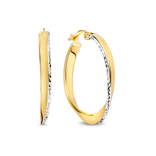 Rivoli Laura 14 karat gold hoop earrings with diamond cut (21 mm) - - Isabel Bernard