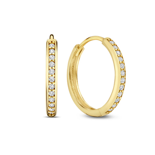 Le Marais Merle 14 karat gold hoop earrings with zirconia (12.5 mm) - - Isabel Bernard