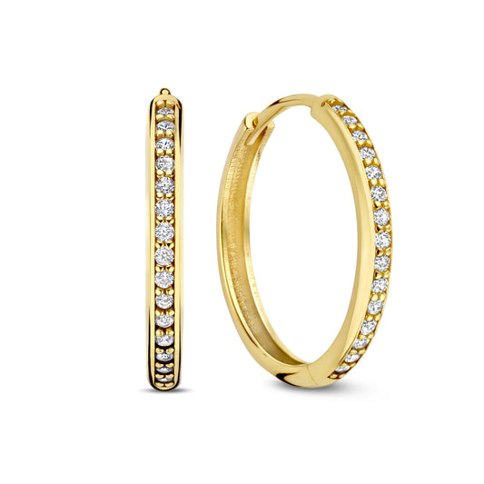 Le Marais Merle 14 karat gold hoop earrings with zirconia (15.5 mm) - - Isabel Bernard