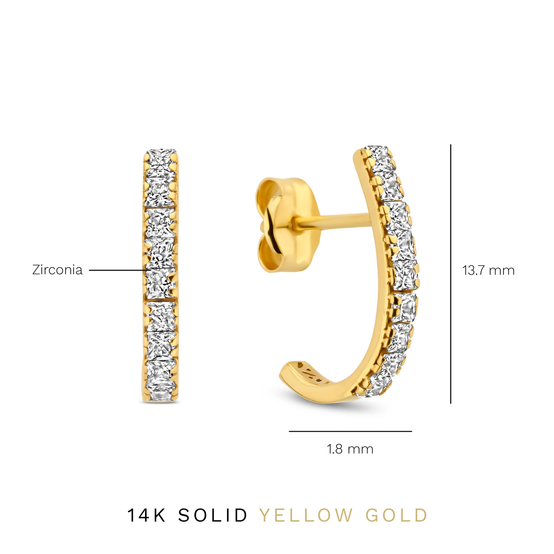 Rivoli Alizée 14 karat gold half hoop earrings with zirconia stone -  - Isabel Bernard