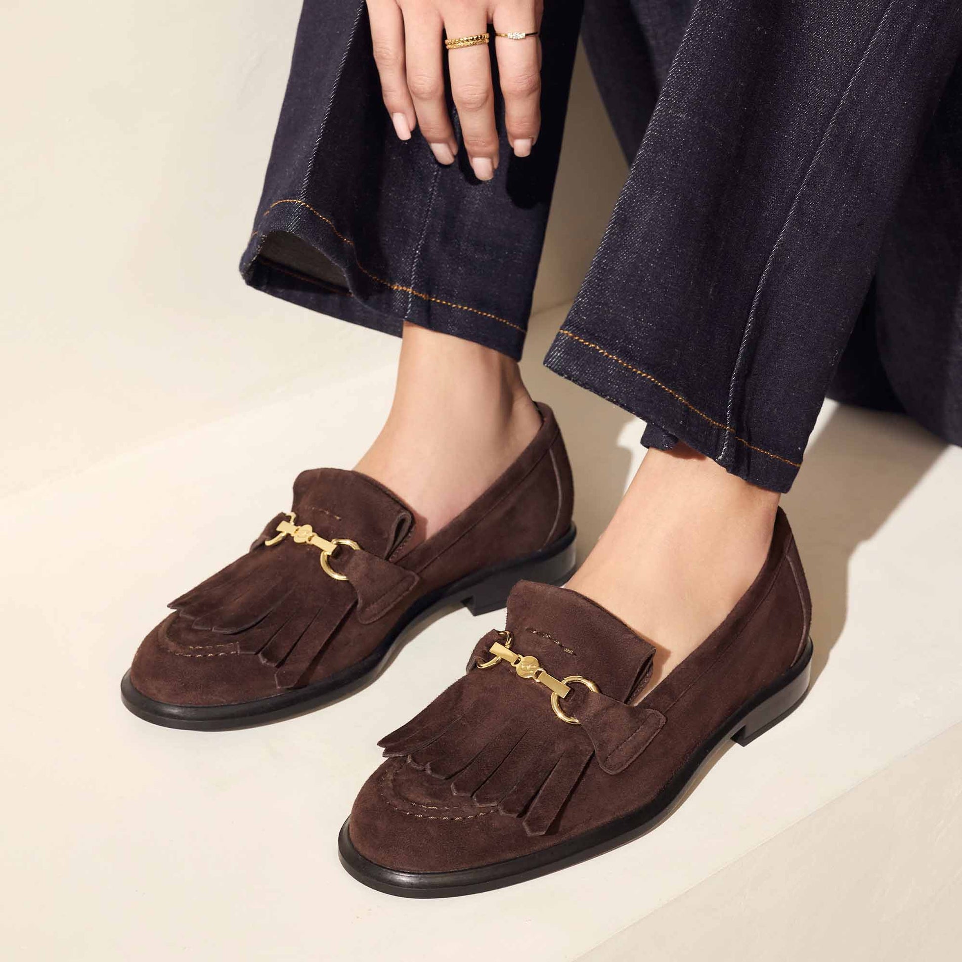 Vendôme Lave brown suede loafers -  - Isabel Bernard