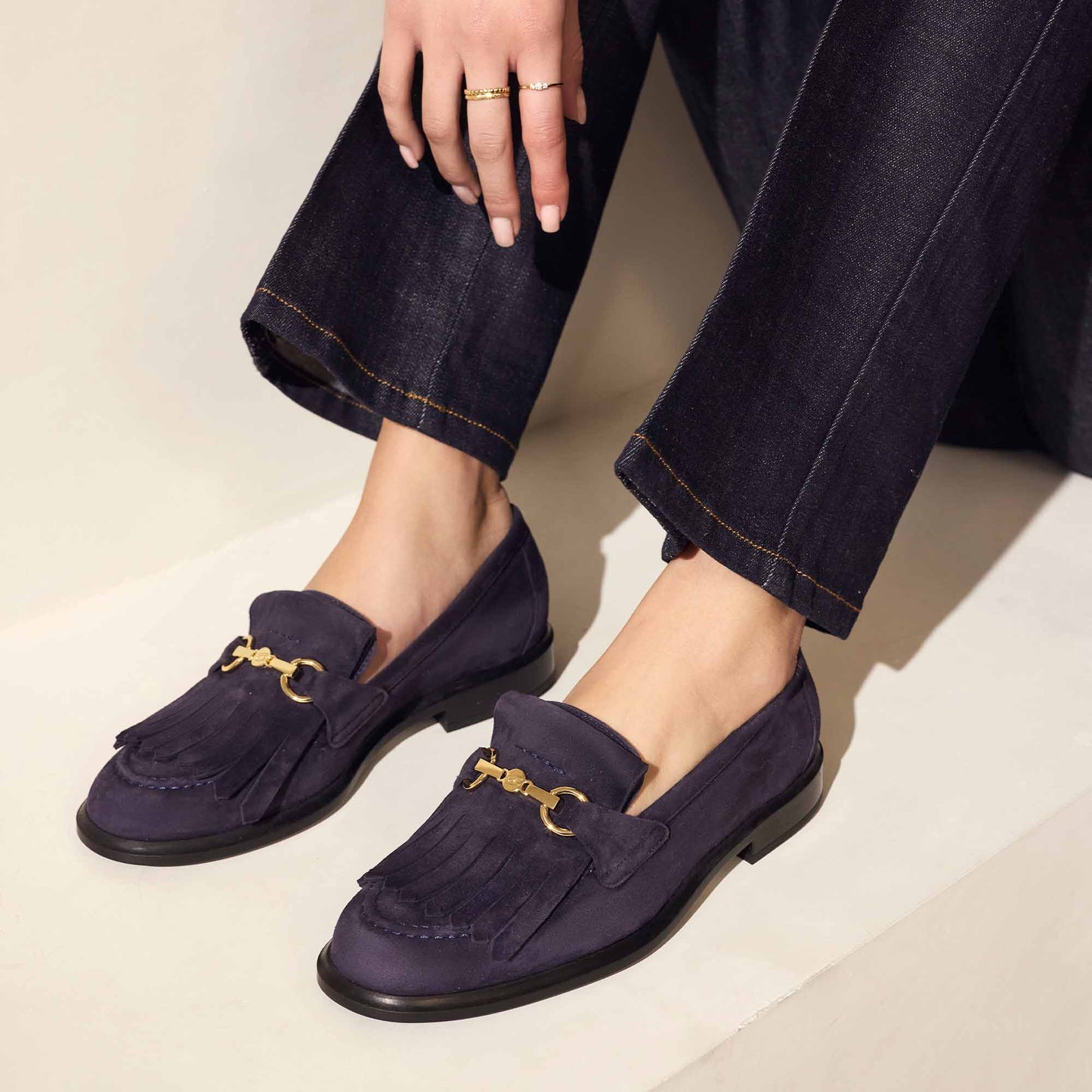 Vendôme Lave blue suede loafers -  - Isabel Bernard