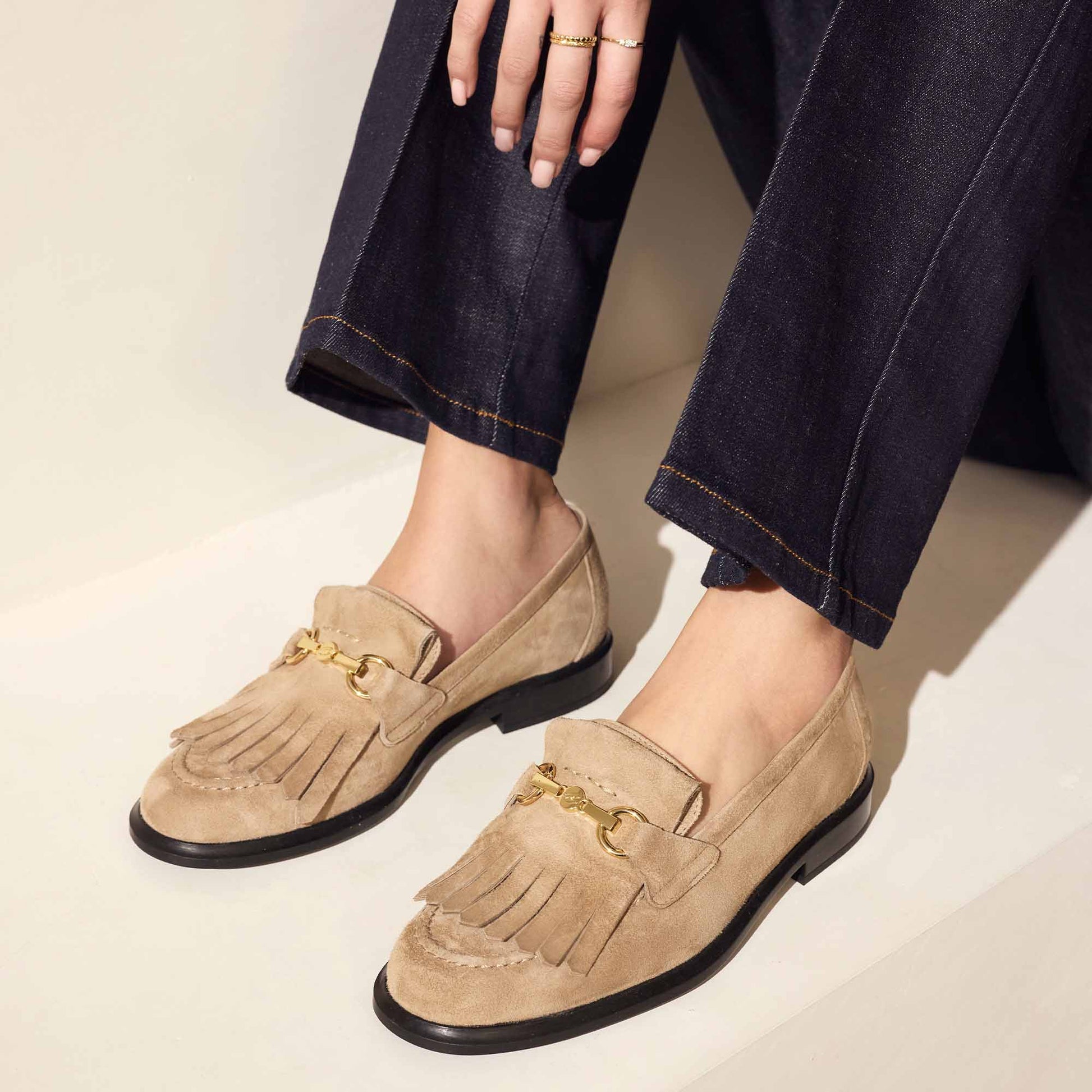 Vendôme Lave taupe suede loafers -  - Isabel Bernard