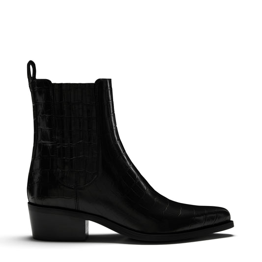 Vendôme Amandine croco black calfskin leather boots -  - Isabel Bernard