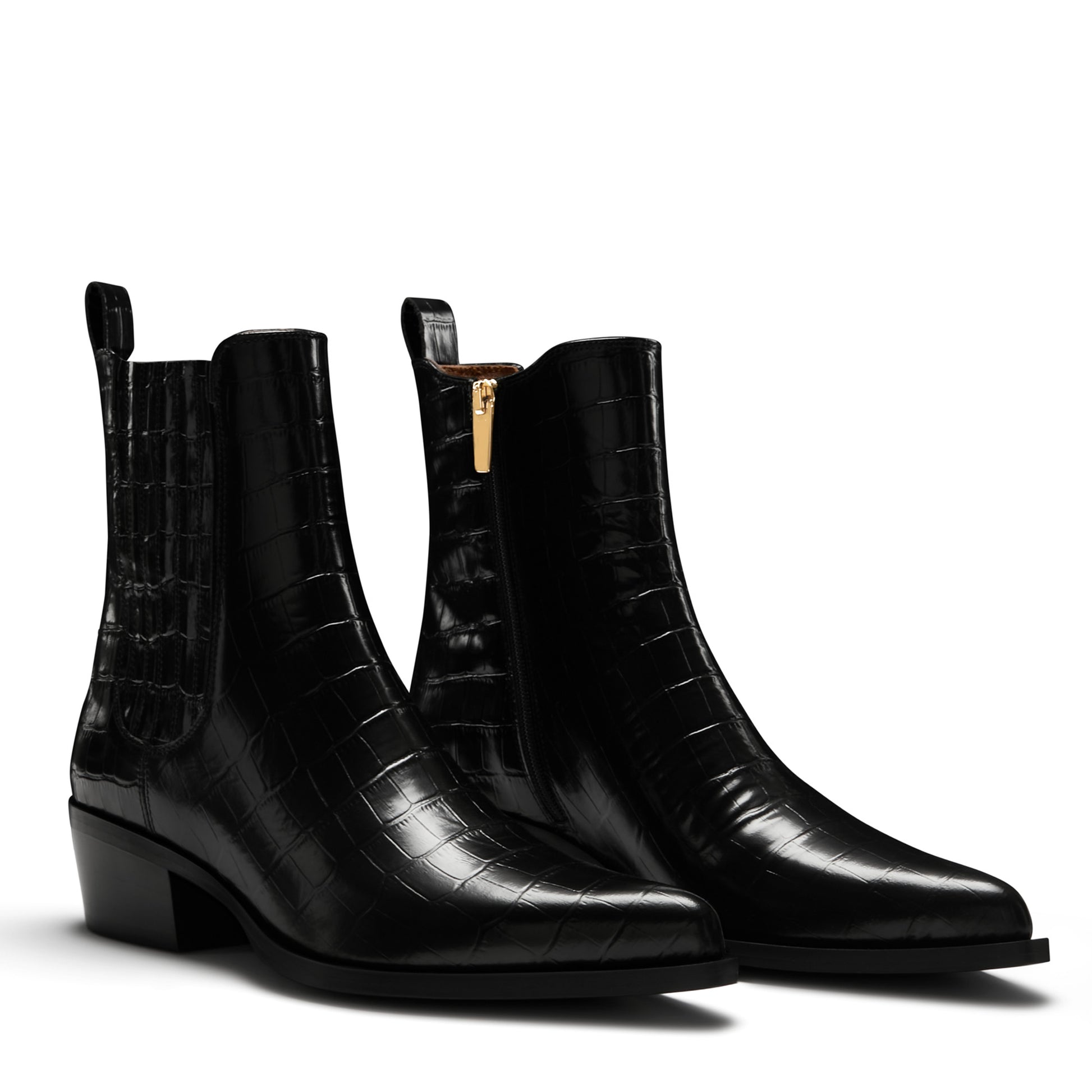 Vendôme Amandine croco black calfskin leather boots -  - Isabel Bernard