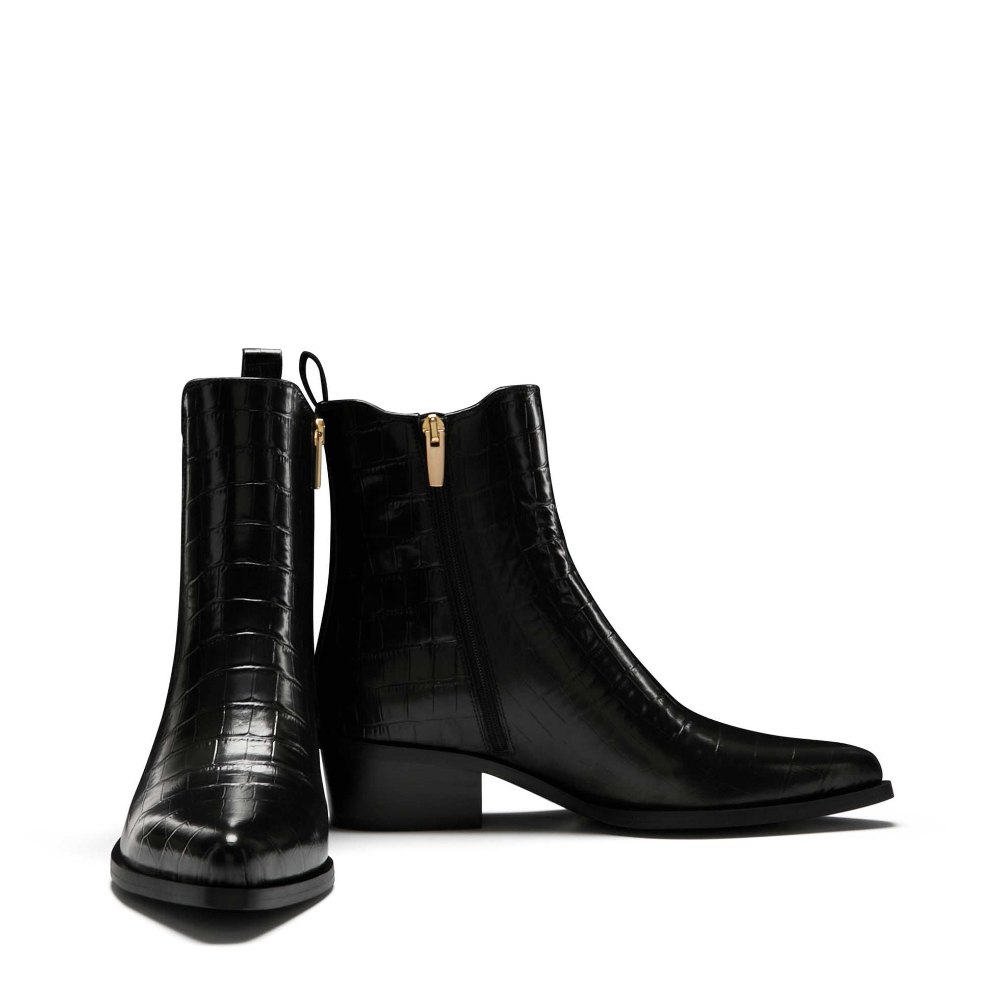 Vendôme Amandine croco black calfskin leather boots -  - Isabel Bernard