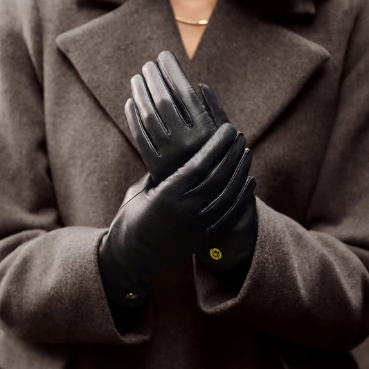 Honoré Eleanor black goatskin leather gloves -  - Isabel Bernard