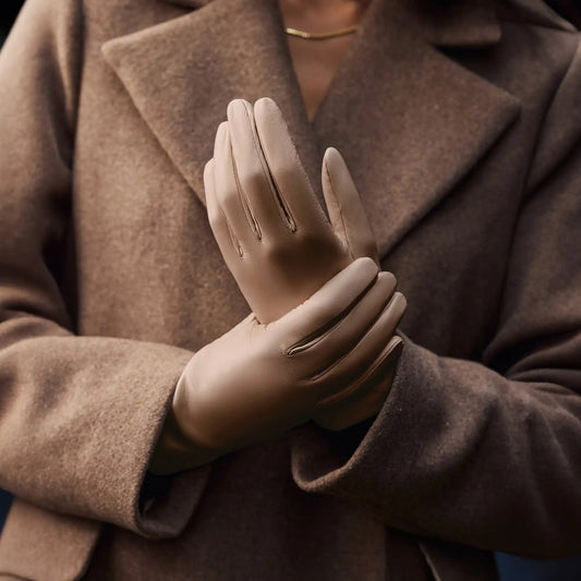 Honoré Eleanor taupe goatskin leather gloves -  - Isabel Bernard