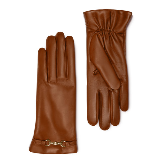 Honoré Marcelia cognac goatskin leather gloves -  - Isabel Bernard