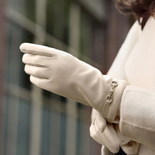 Honoré Marcelia cream goatskin leather gloves -  - Isabel Bernard