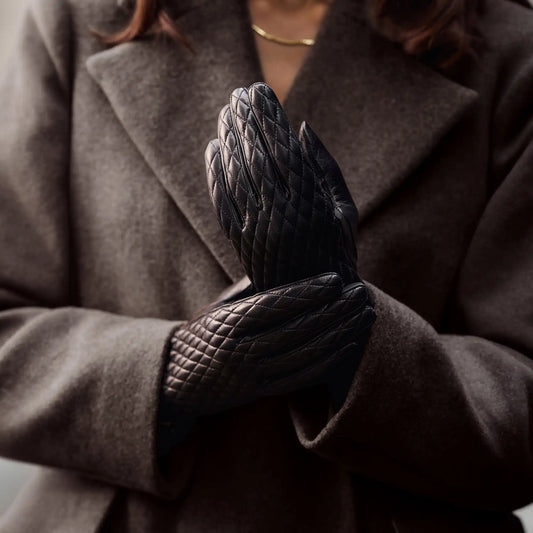 Honoré Rosette black goatskin leather gloves -  - Isabel Bernard