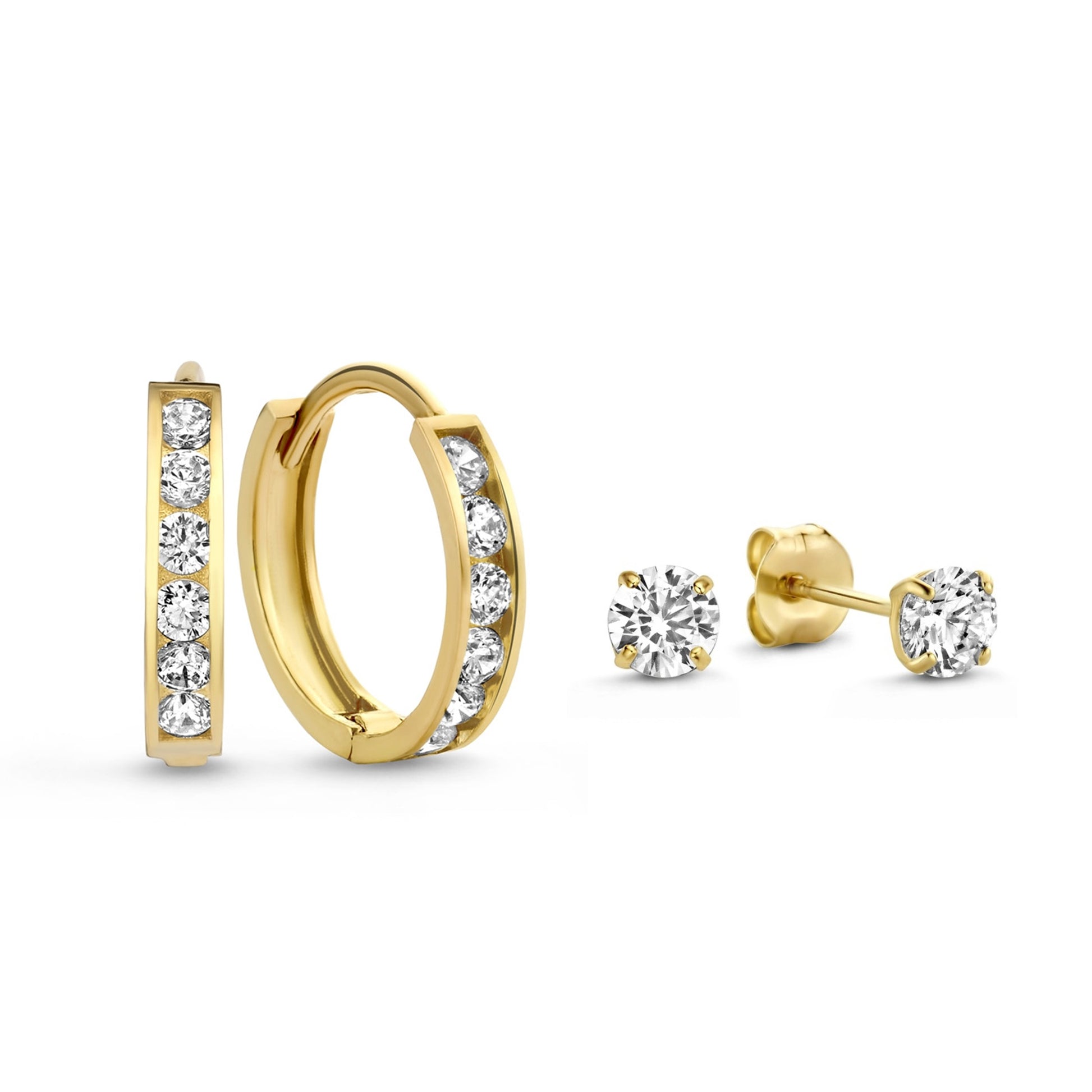 Cadeau d'Isabel 14 karat gold earring set with zirconia stones -  - Isabel Bernard