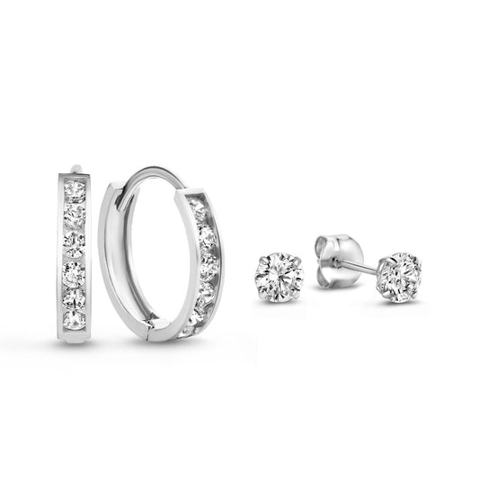 Cadeau d'Isabel 14 karat white gold earring set with zirconia stones -  - Isabel Bernard