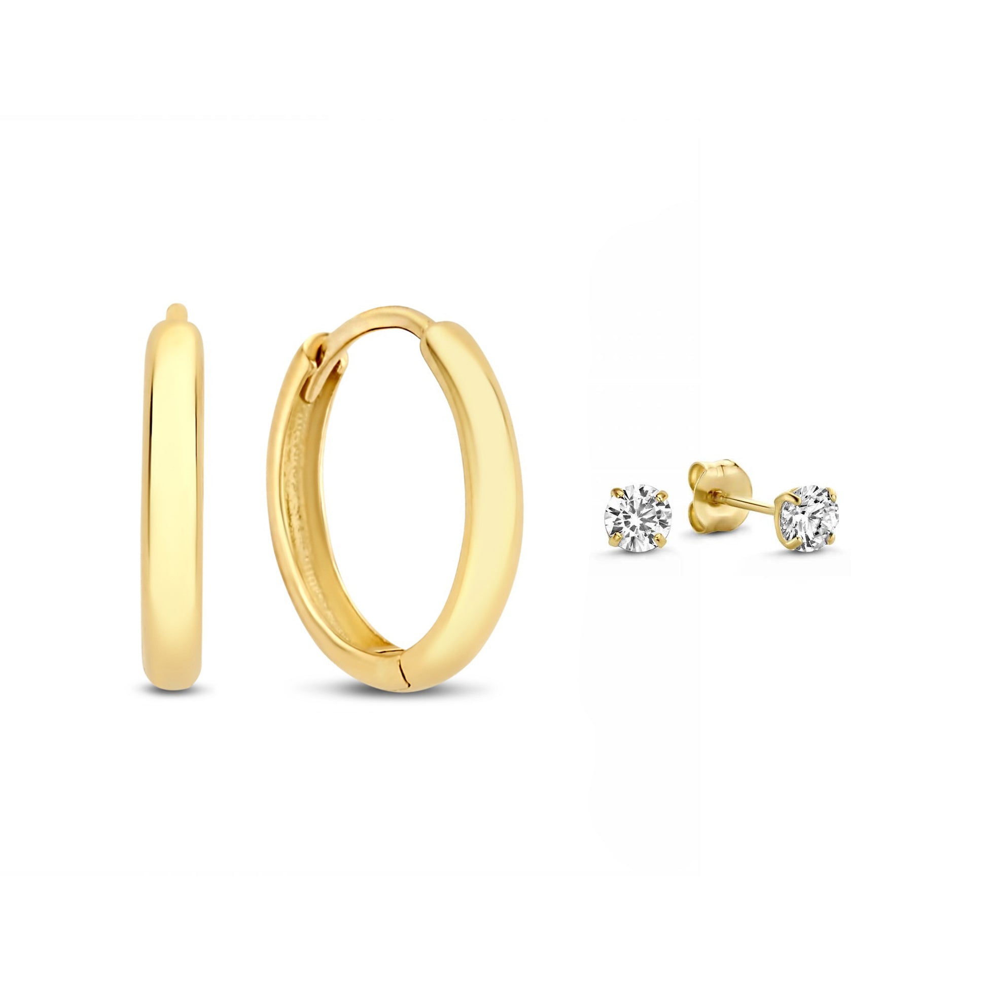 Cadeau d'Isabel 14 karat gold earring set with zirconia stones - - Isabel Bernard