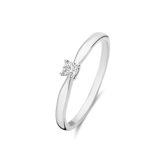 De la Paix Christine 14 karat white gold ring with diamond 0.10 carat -  - Isabel Bernard