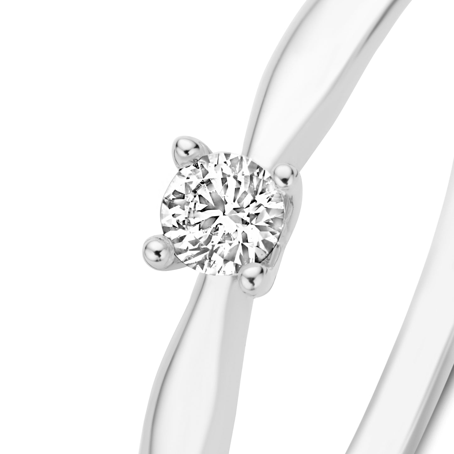 De la Paix Christine 14 karat white gold ring with diamond 0.10 carat -  - Isabel Bernard