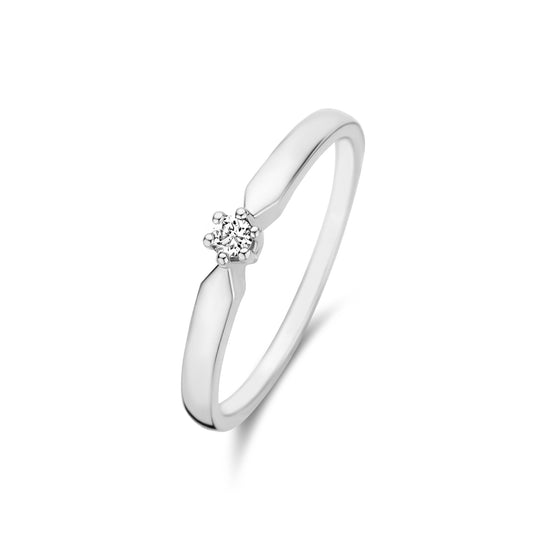 De la Paix Emily 14 karat white gold ring with diamond 0.05 carat - - Isabel Bernard