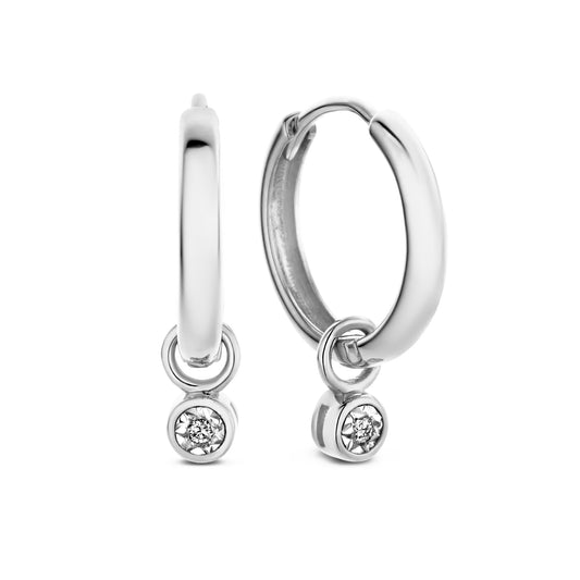 De la Paix Inaya 14 karat white gold hoop earrings with diamond 0.02 carat -  - Isabel Bernard