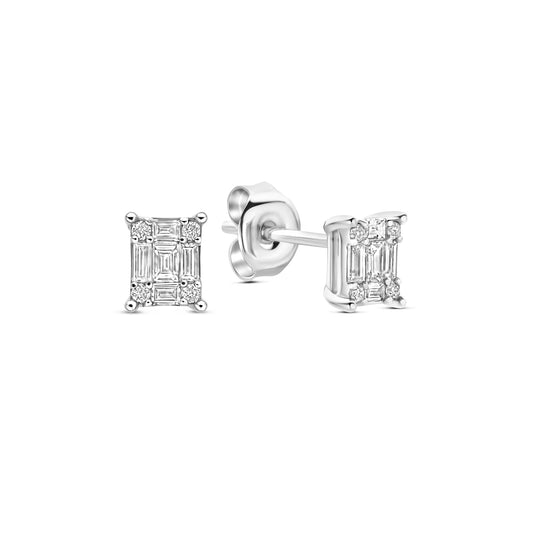 De la Paix Maxime 14 karat white gold stud ear studs with diamond 0.22 carat - - Isabel Bernard