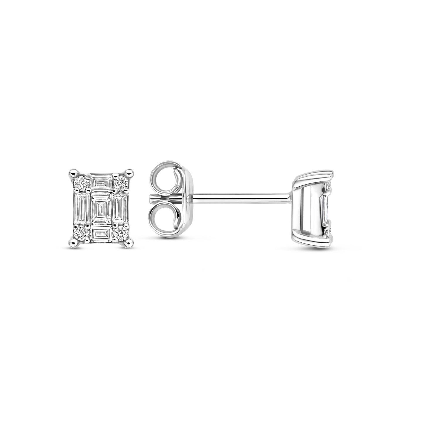 De la Paix Maxime 14 karat white gold stud ear studs with diamond 0.22 carat - - Isabel Bernard