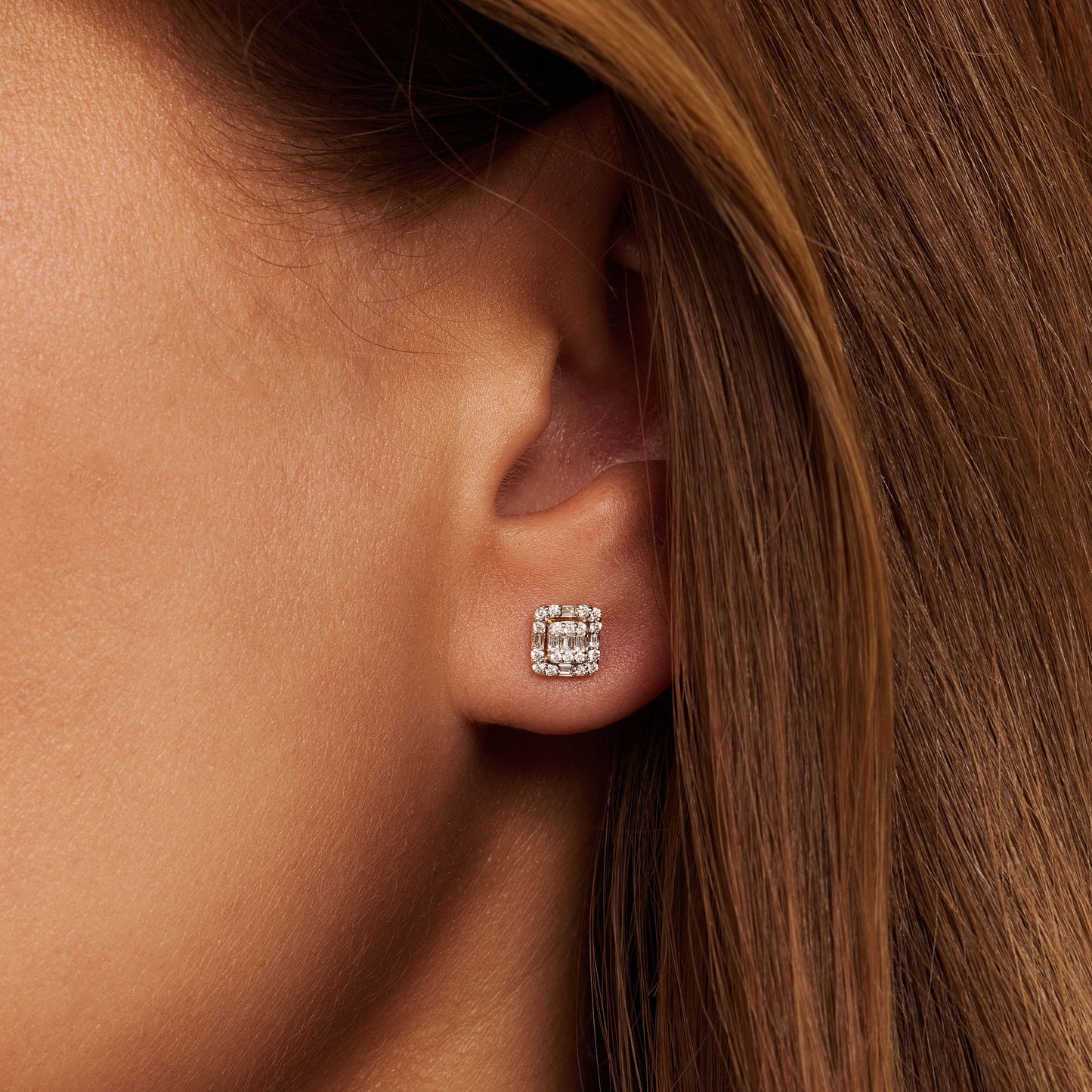 De la Paix Elena 14 karat gold stud ear studs with diamond 0.14 carat - - Isabel Bernard