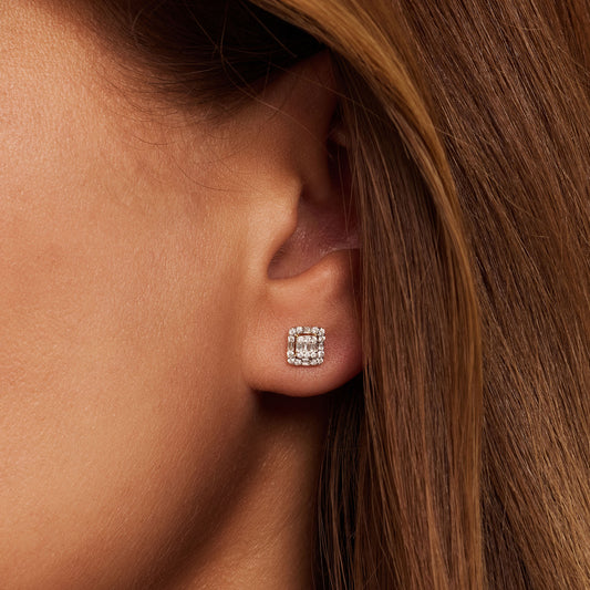 De la Paix Elena 14 karat gold stud ear studs with diamond 0.14 carat - - Isabel Bernard