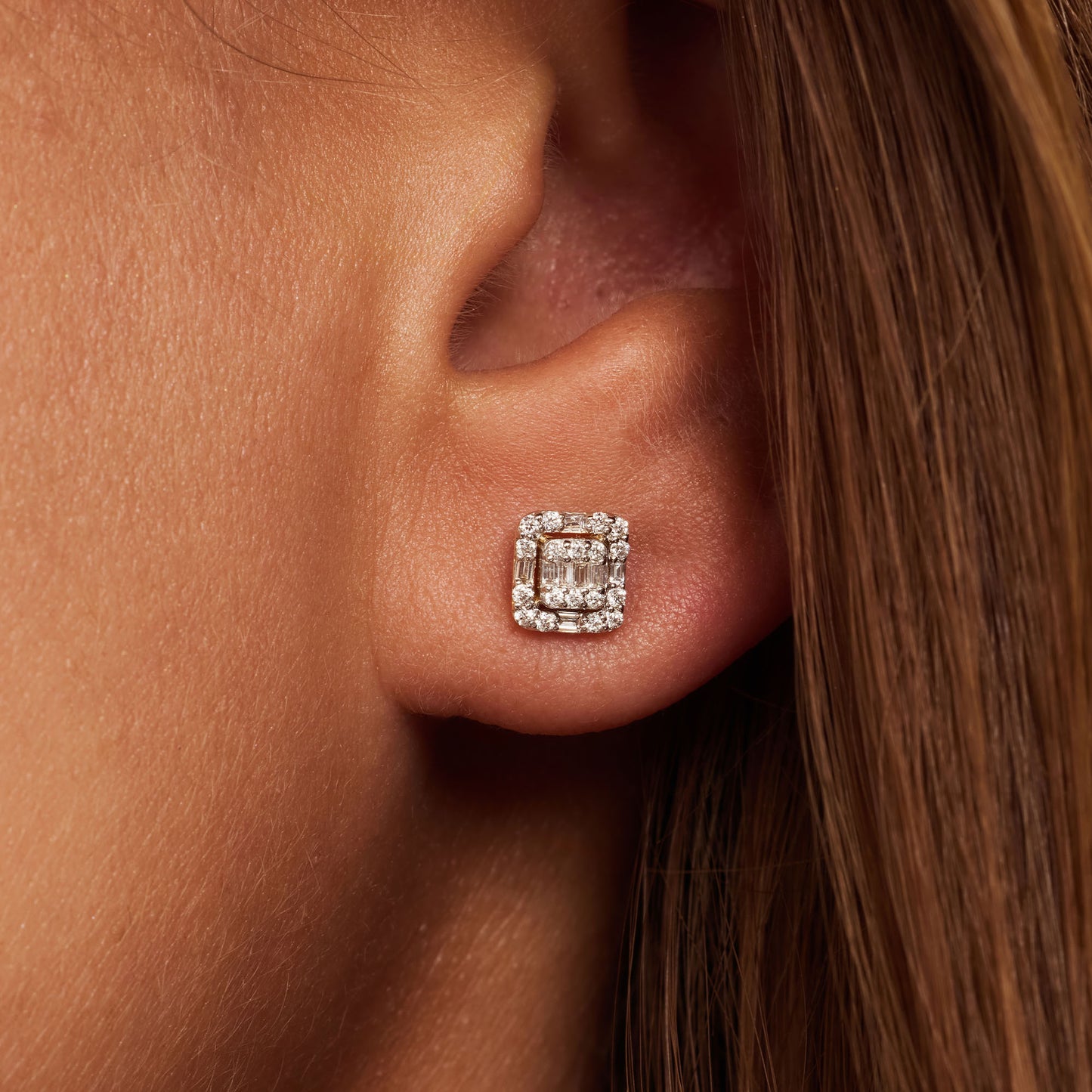 De la Paix Elena 14 karat gold stud ear studs with diamond 0.14 carat - - Isabel Bernard