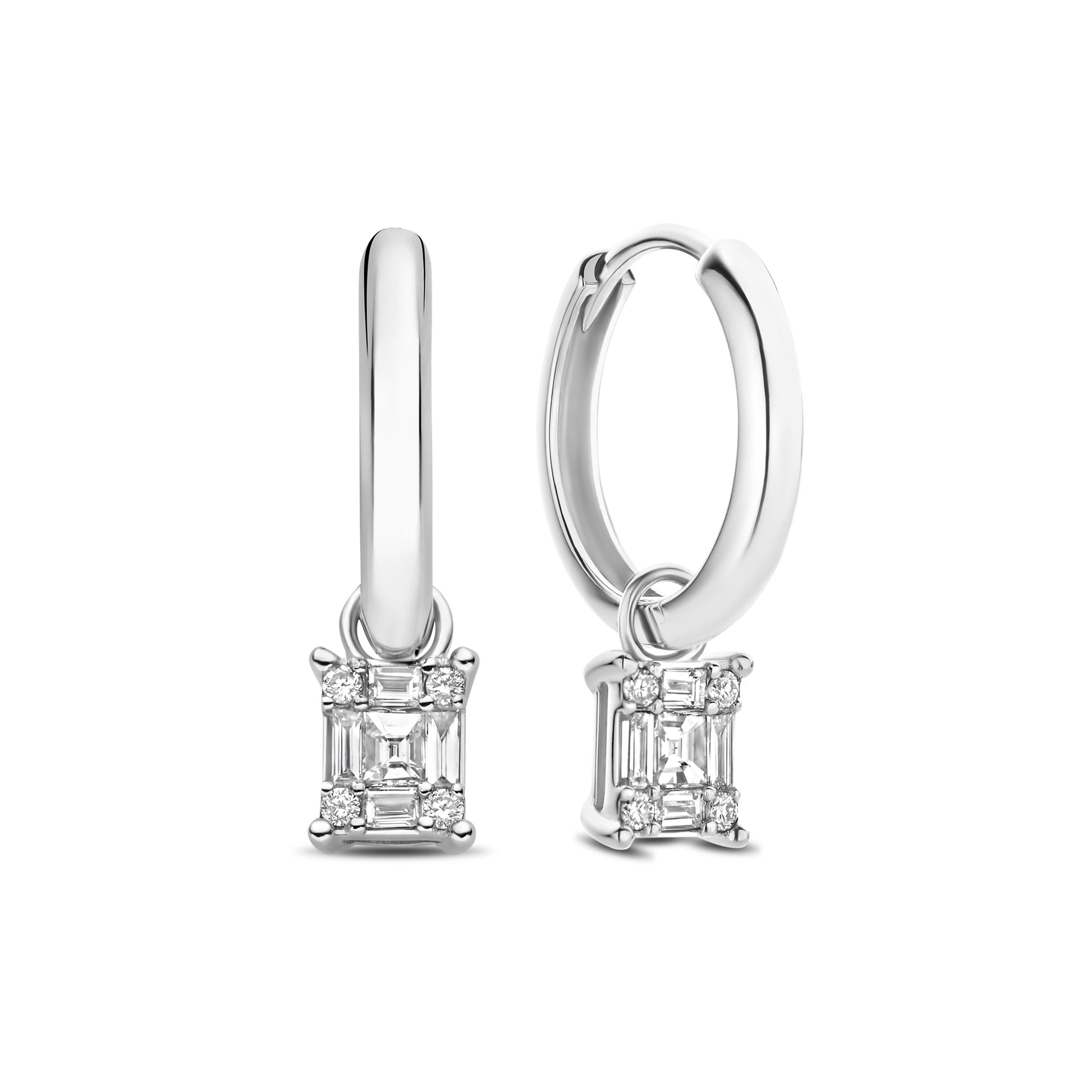 De la Paix Maxime 14 karat whitegold ear stud with diamond 0.20 carat - - Isabel Bernard