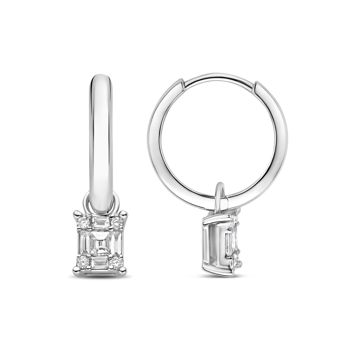 De la Paix Maxime 14 karat whitegold ear stud with diamond 0.20 carat - - Isabel Bernard