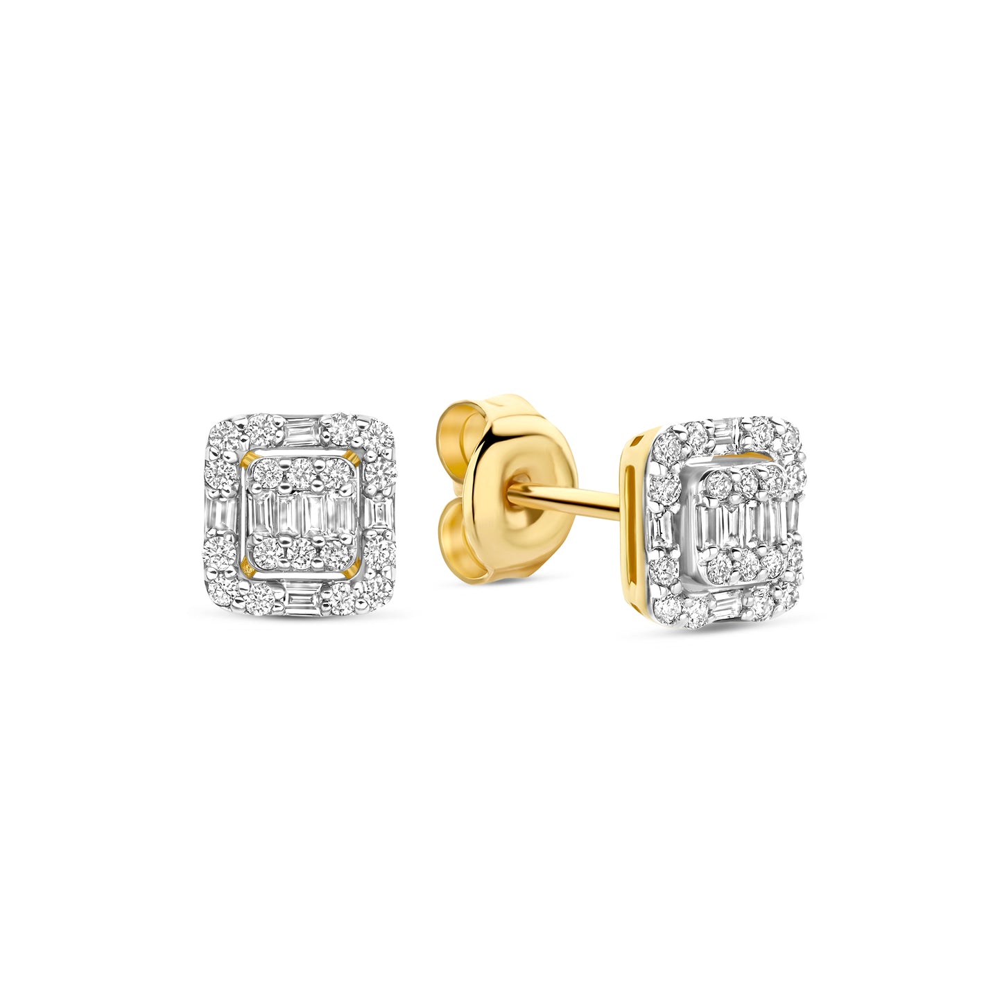 De la Paix Elena 14 karat gold stud ear studs with diamond 0.14 carat - - Isabel Bernard