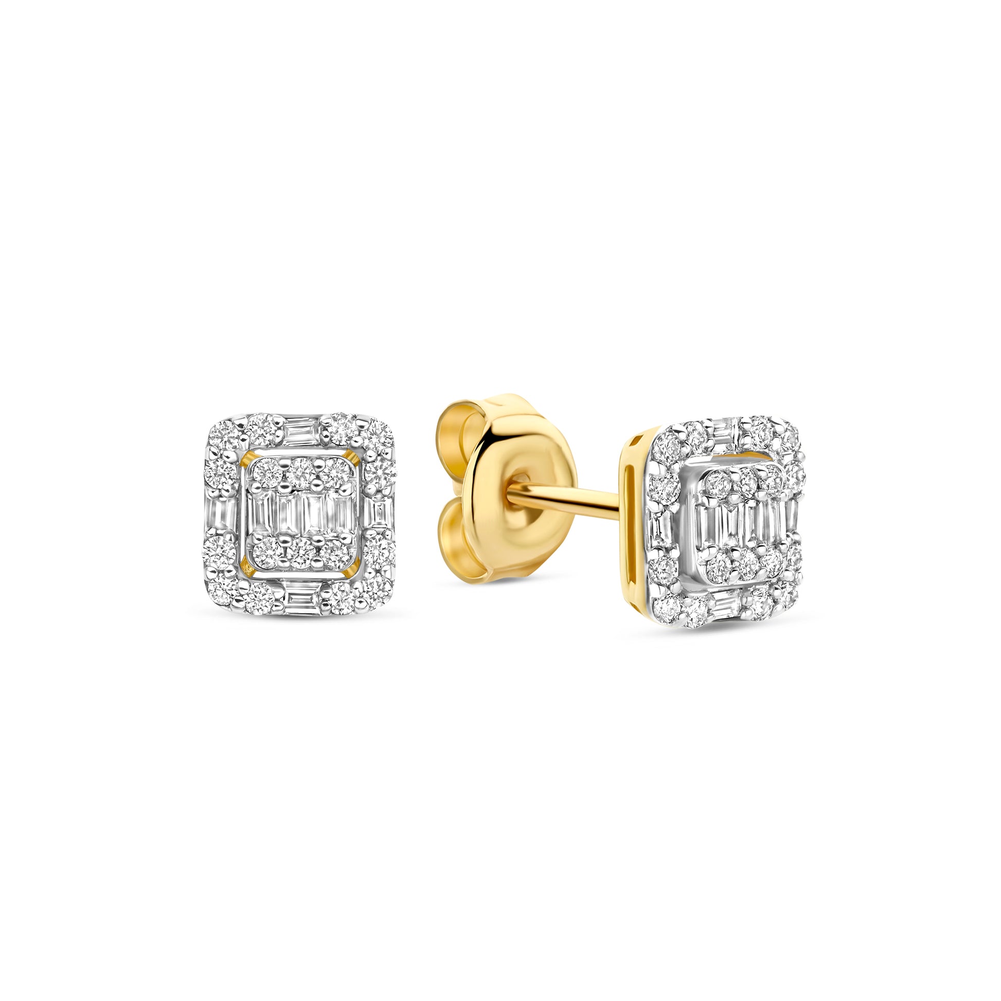 De la Paix Elena 14 karat gold stud ear studs with diamond 0.14 carat - - Isabel Bernard