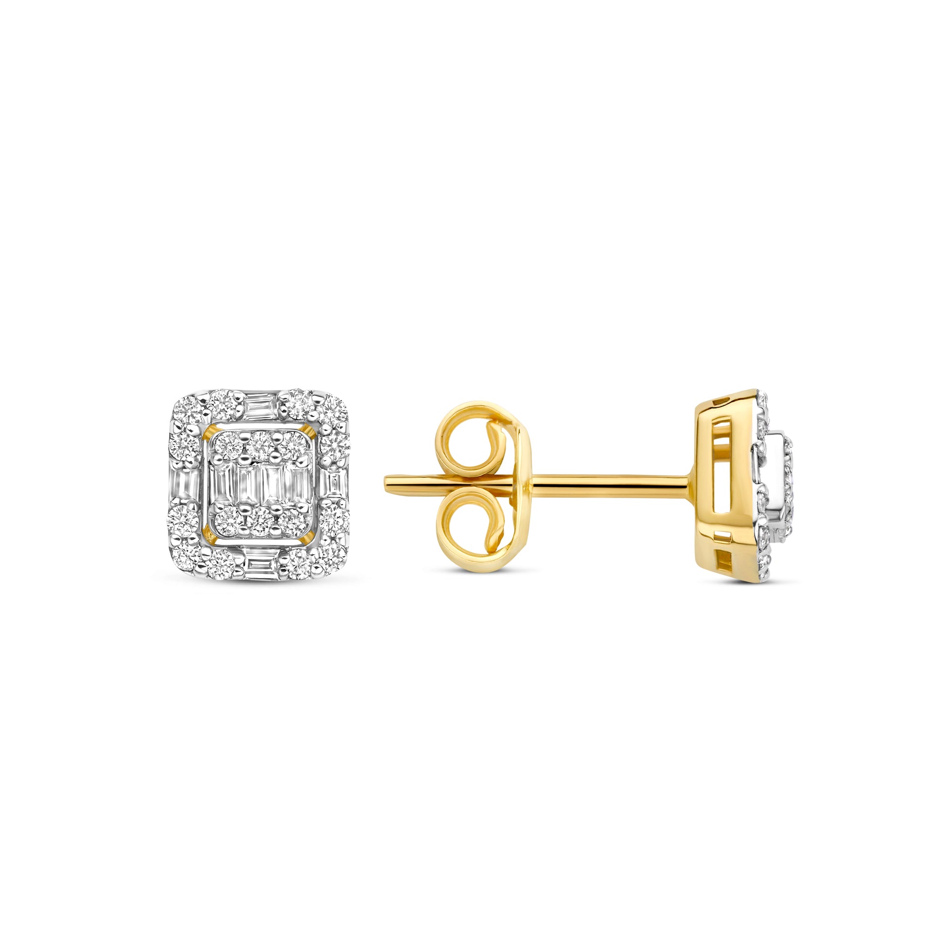 De la Paix Elena 14 karat gold stud ear studs with diamond 0.14 carat - - Isabel Bernard