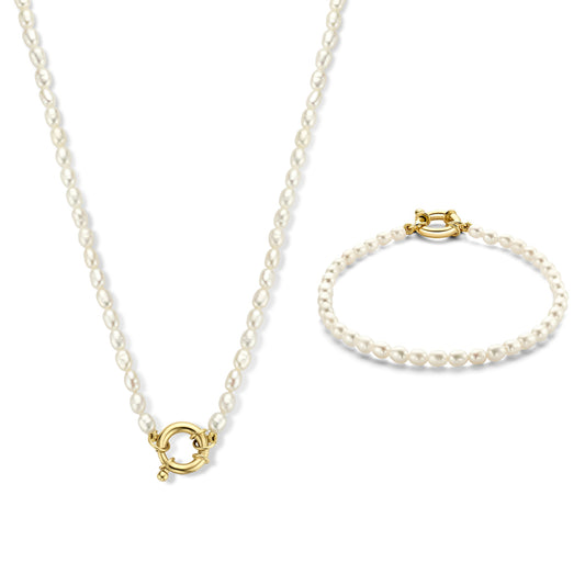 Cadeau d'Isabel 14 karat gold necklace and bracelet gift set with freshwater pearls -  - Isabel Bernard