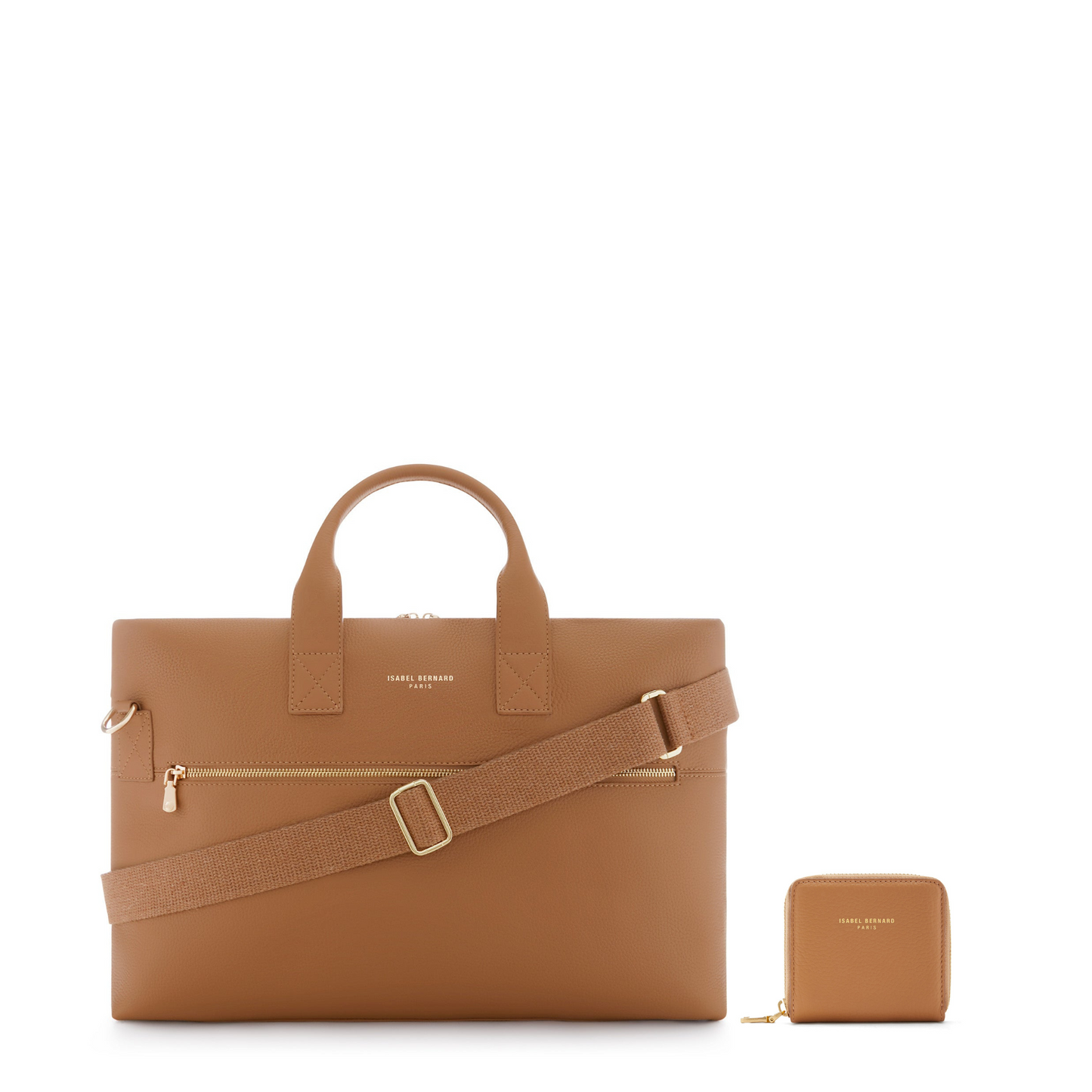 Cadeau d'Isabel camel calfskin leather handbag and zipper wallet gift set - - Isabel Bernard