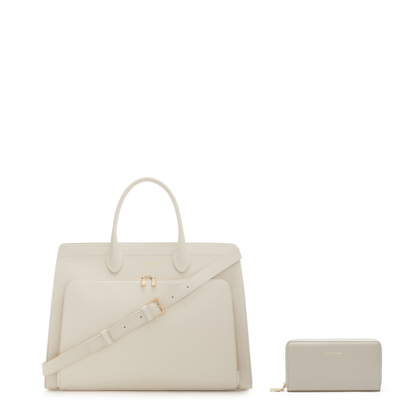 Cadeau d'Isabel cream calfskin leather handbag and zipper wallet gift set - - Isabel Bernard