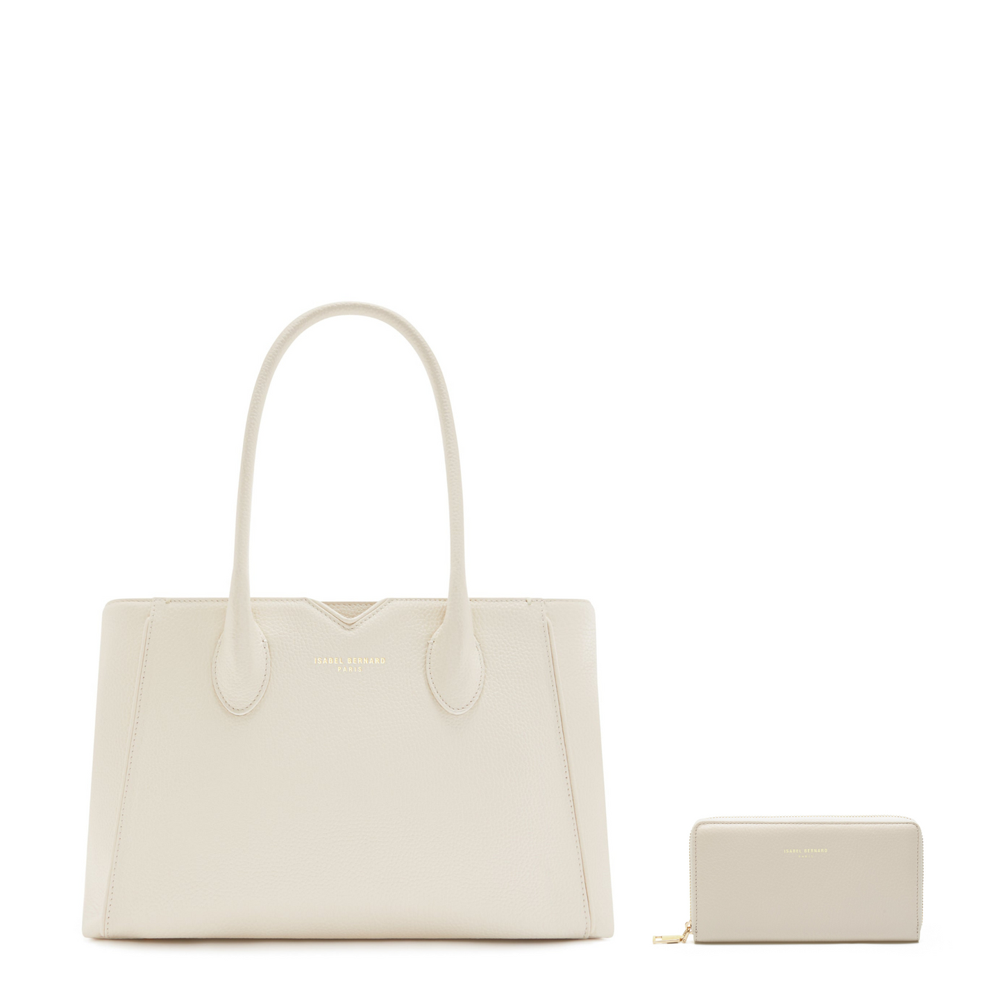 Cadeau d'Isabel cream calfskin leather handbag and zipper wallet gift set - - Isabel Bernard