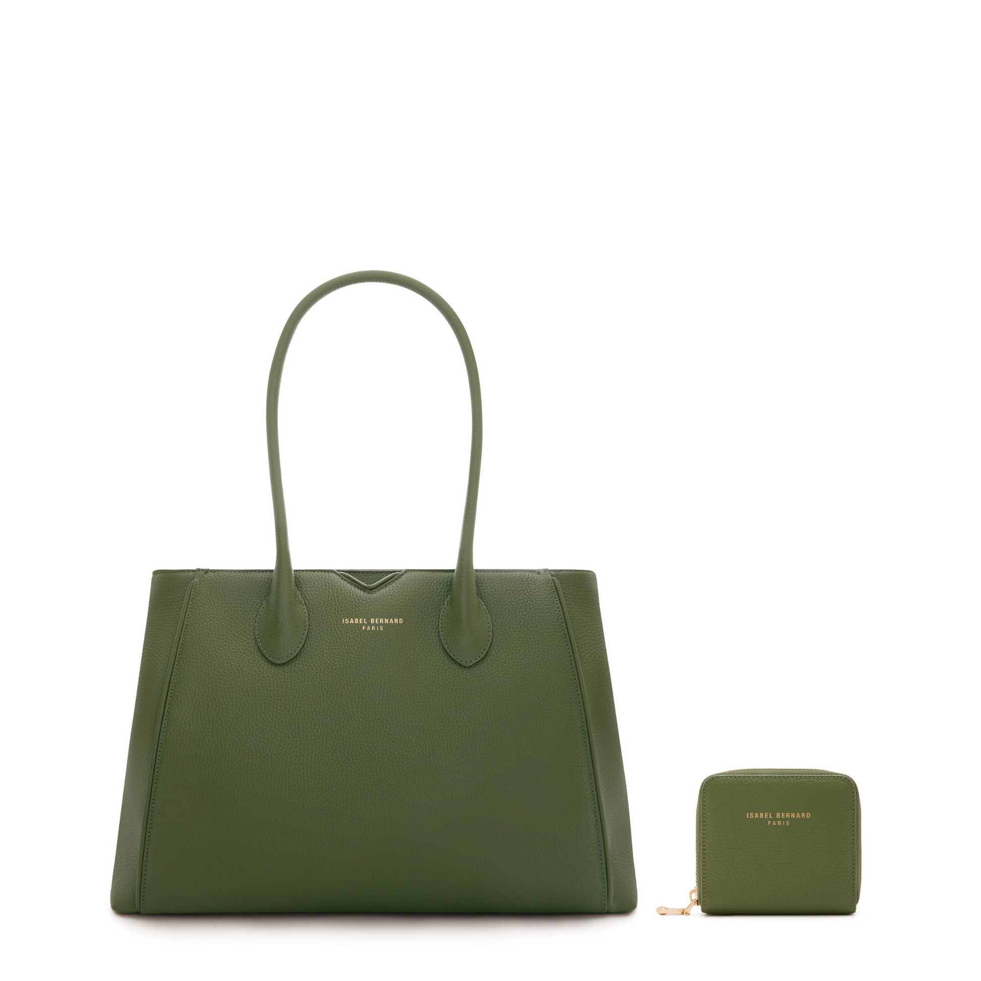 Cadeau d'Isabel green calfskin leather handbag and zipper wallet gift set - - Isabel Bernard