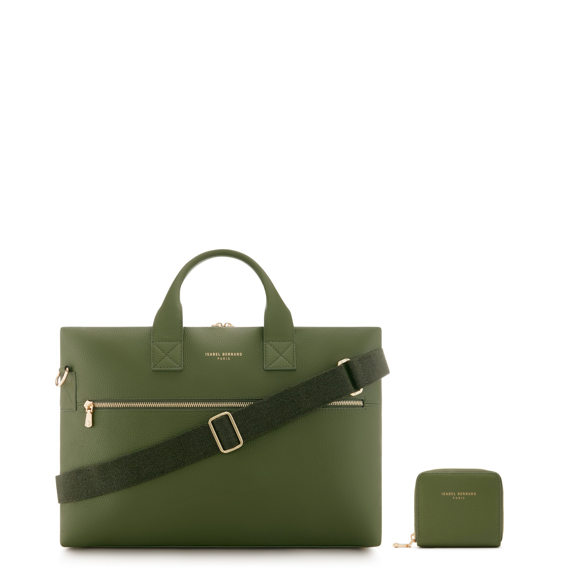 Cadeau d'Isabel green calfskin leather handbag and zipper wallet gift set - - Isabel Bernard