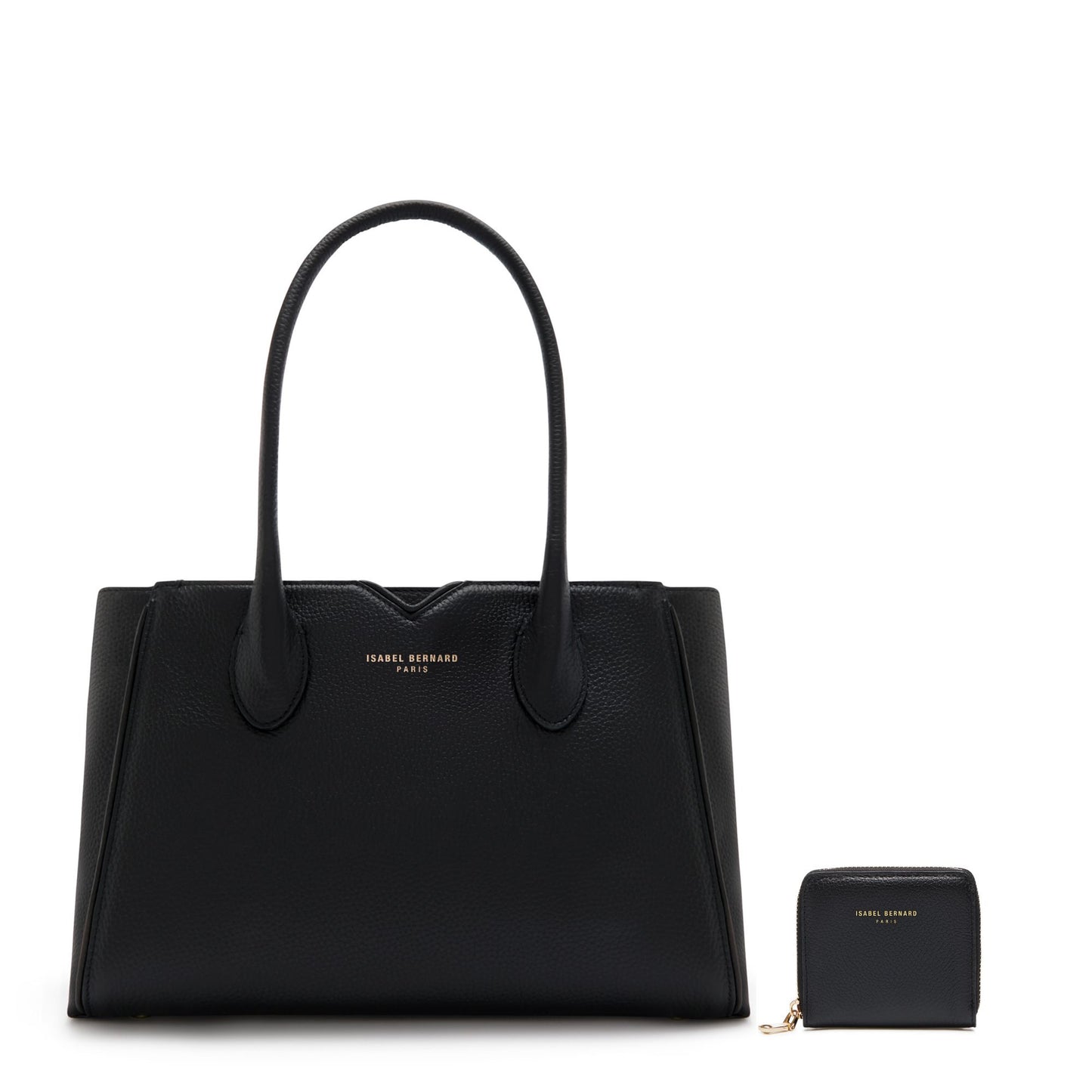 Cadeau d'Isabel black calfskin leather handbag and zipper wallet gift set - - Isabel Bernard